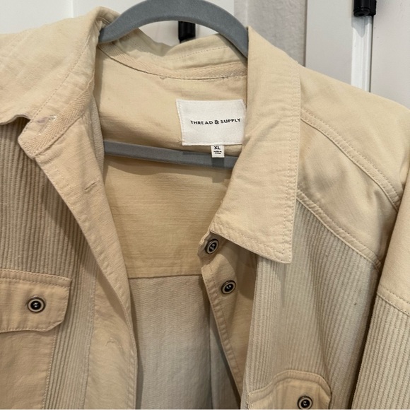 Cream Distressed Shacket - Picture 3 of 5